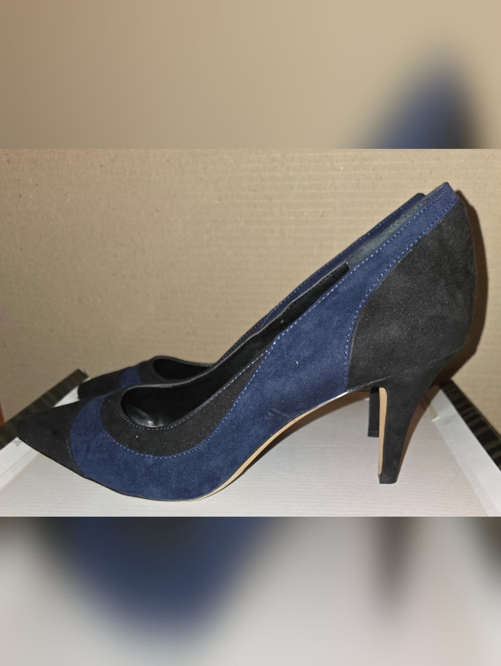 BNIB Kelly & Katie Vivian Black Navy Blue Layered High Heel Shoes Sz 10 M